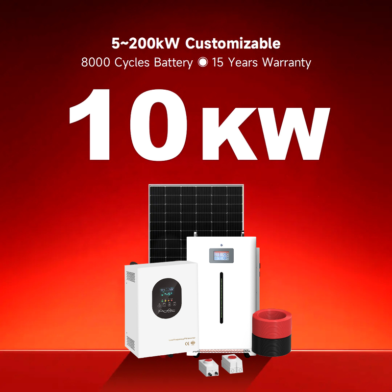 সম্পূর্ণ প্যাকেজ হাউস স্টোরেজ ব্যবহার 10kwh 30kwh ব্যাটারি প্যাক গ্রিড বন্ধ বিদ্যুৎ হাইব্রিড হোম প্যানেল ছাদ মাউন্ট সৌর শক্তি সিস্টেম