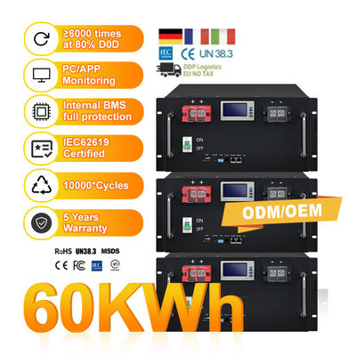 ক্যান কমিউনিকেশন পোর্ট 51.2V 100Ah 150Ah 280Ah LiFePO4 ব্যাটারি সৌর শক্তি সিস্টেমের জন্য